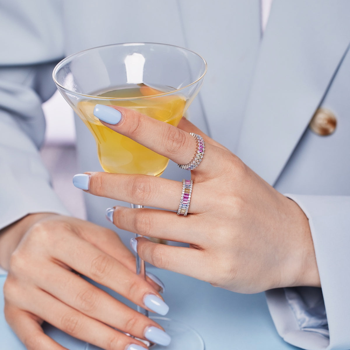[Clara Jewels]Splashy Ornate Emerald Cut Cocktail Ring