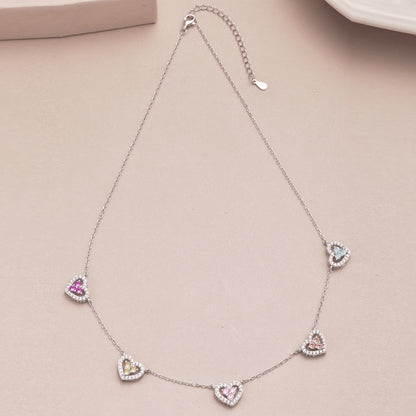 [Clara Jewels]Sparkling Five Heart Necklace
