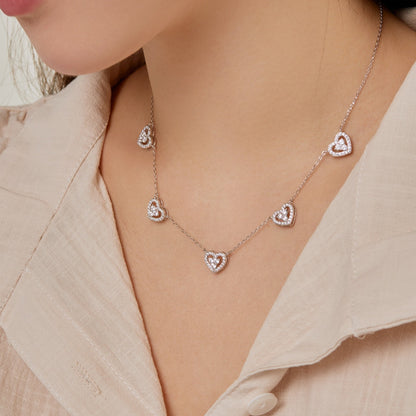[Clara Jewels]Sparkling Five Heart Necklace