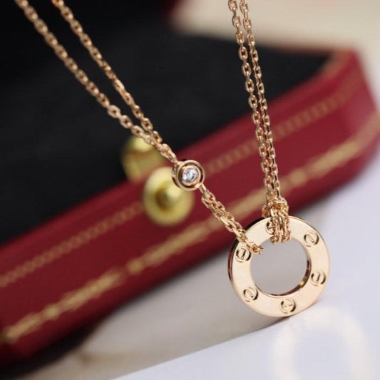 [Clara Jewels]LOVE NECKLACE ADJUSTABLE ROSE GOLD 2 DIAMOND
