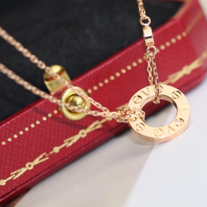 [Clara Jewels]LOVE NECKLACE ADJUSTABLE ROSE GOLD 2 DIAMOND