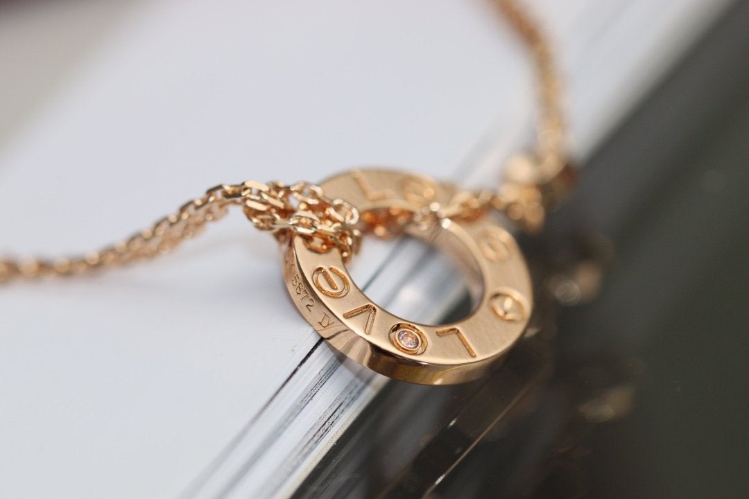 [Clara Jewels]LOVE NECKLACE ADJUSTABLE ROSE GOLD 2 DIAMOND