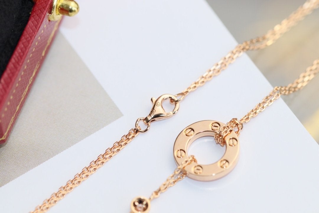 [Clara Jewels]LOVE NECKLACE ADJUSTABLE ROSE GOLD 2 DIAMOND