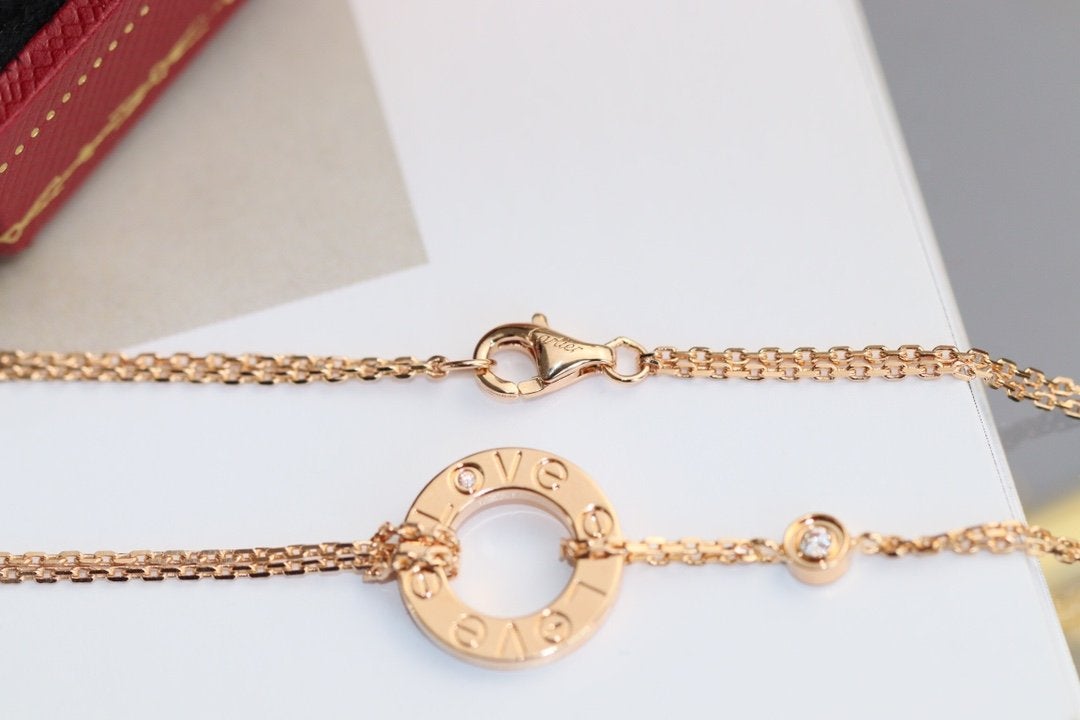 [Clara Jewels]LOVE NECKLACE ADJUSTABLE ROSE GOLD 2 DIAMOND