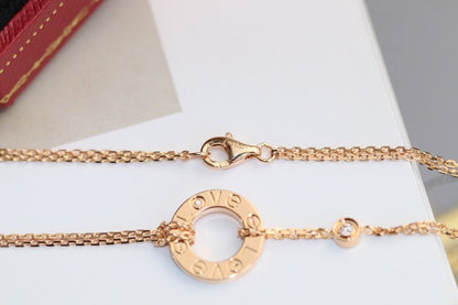 [Clara Jewels]LOVE NECKLACE ADJUSTABLE ROSE GOLD 2 DIAMOND