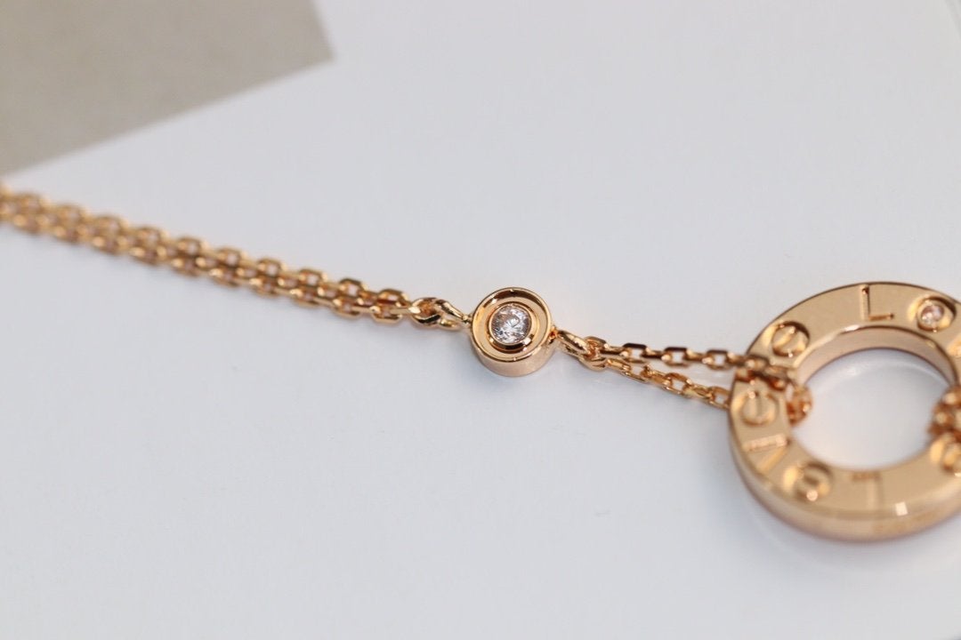 [Clara Jewels]LOVE NECKLACE ADJUSTABLE ROSE GOLD 2 DIAMOND