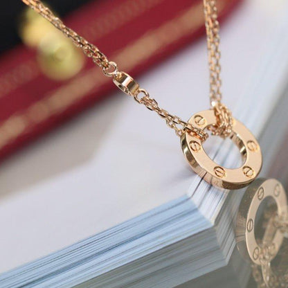 [Clara Jewels]LOVE NECKLACE ADJUSTABLE ROSE GOLD 2 DIAMOND