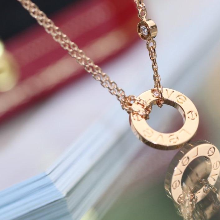 [Clara Jewels]LOVE NECKLACE ADJUSTABLE ROSE GOLD 2 DIAMOND