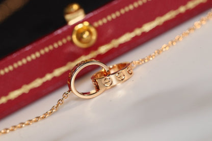 [Clara Jewels]LOVE NECKLACE PINK GOLD AND SILVER