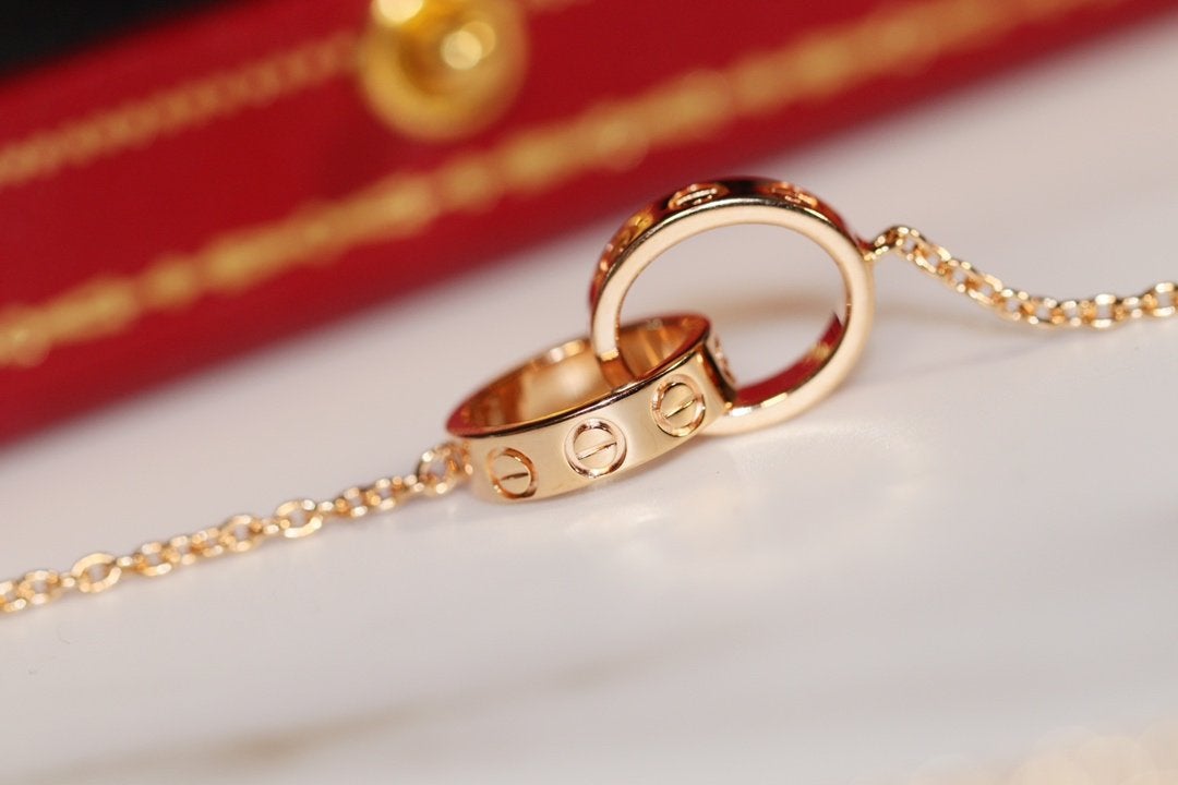 [Clara Jewels]LOVE NECKLACE PINK GOLD AND SILVER