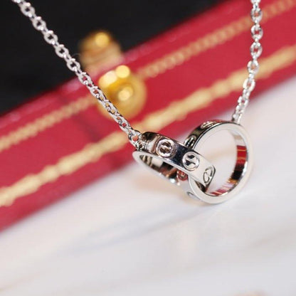 [Clara Jewels]LOVE NECKLACE PINK GOLD AND SILVER