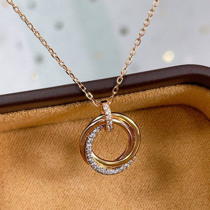[Clara Jewels]TRINITY NECKLACE SILVER GOLD PINK GOLD DIAMONDS