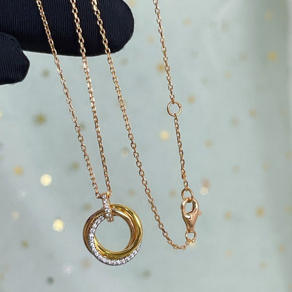 [Clara Jewels]TRINITY NECKLACE SILVER GOLD PINK GOLD DIAMONDS