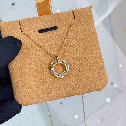 [Clara Jewels]TRINITY NECKLACE SILVER GOLD PINK GOLD DIAMONDS