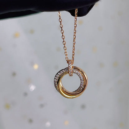 [Clara Jewels]TRINITY NECKLACE SILVER GOLD PINK GOLD DIAMONDS