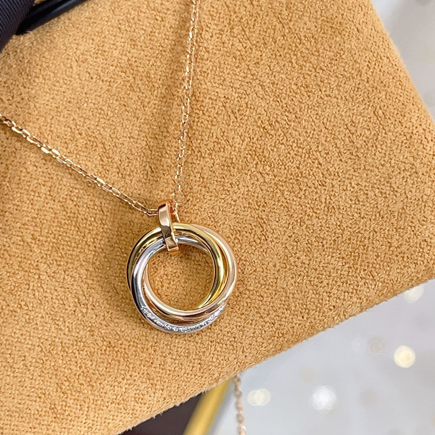 [Clara Jewels]TRINITY NECKLACE SILVER GOLD PINK GOLD DIAMONDS