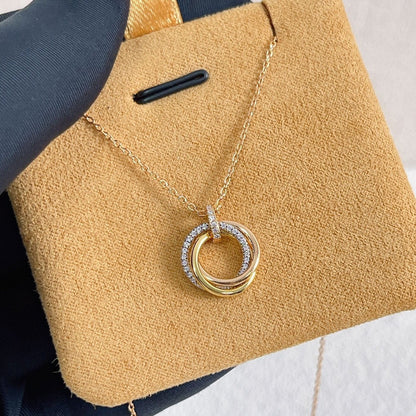 [Clara Jewels]TRINITY NECKLACE SILVER GOLD PINK GOLD DIAMONDS