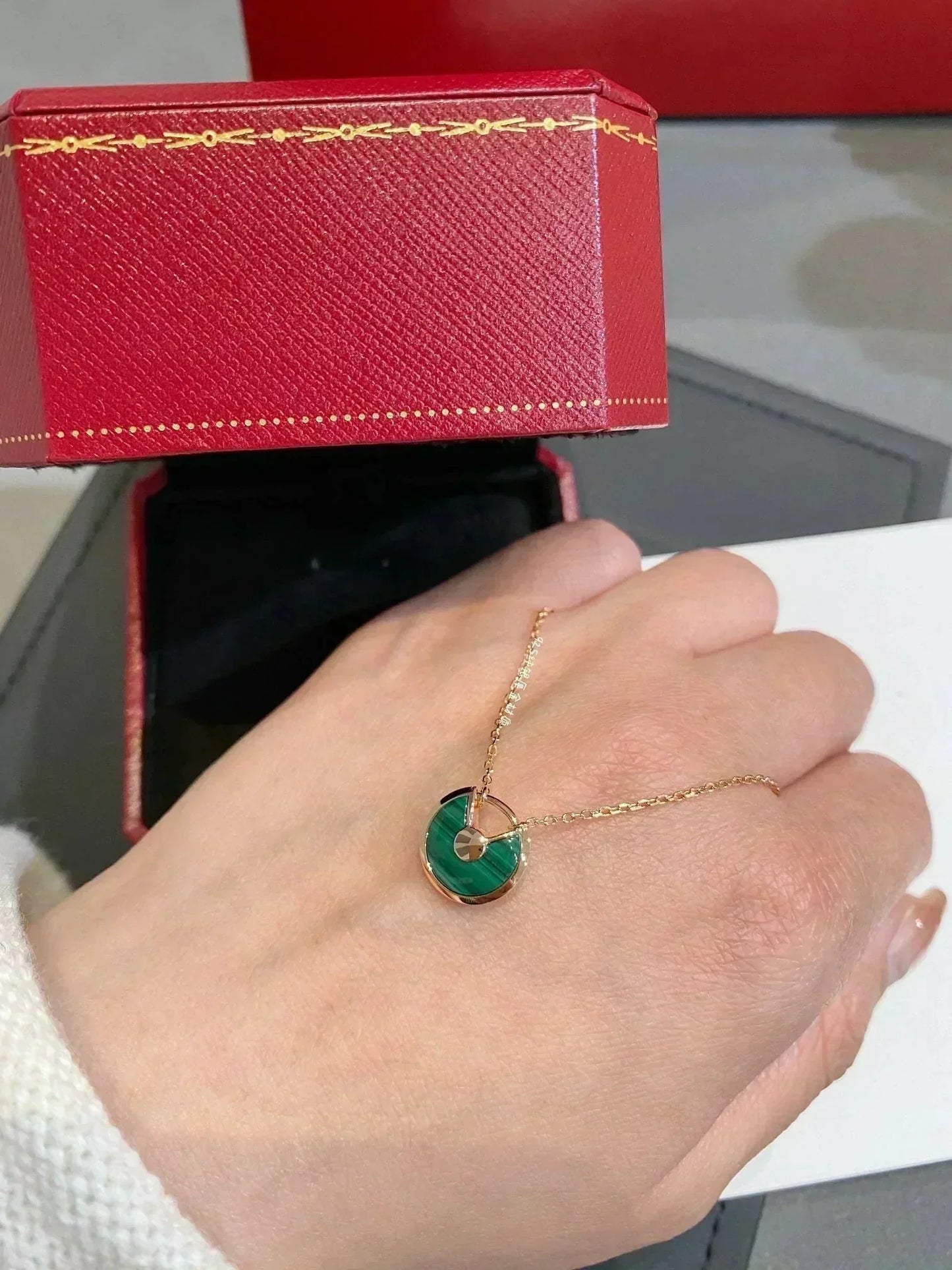 [Clara Jewels]AMULETTE ROSE GOLD MALACHITE NECKLACE