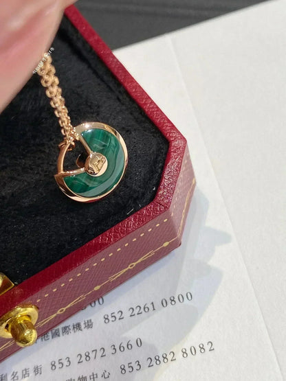 [Clara Jewels]AMULETTE ROSE GOLD MALACHITE NECKLACE