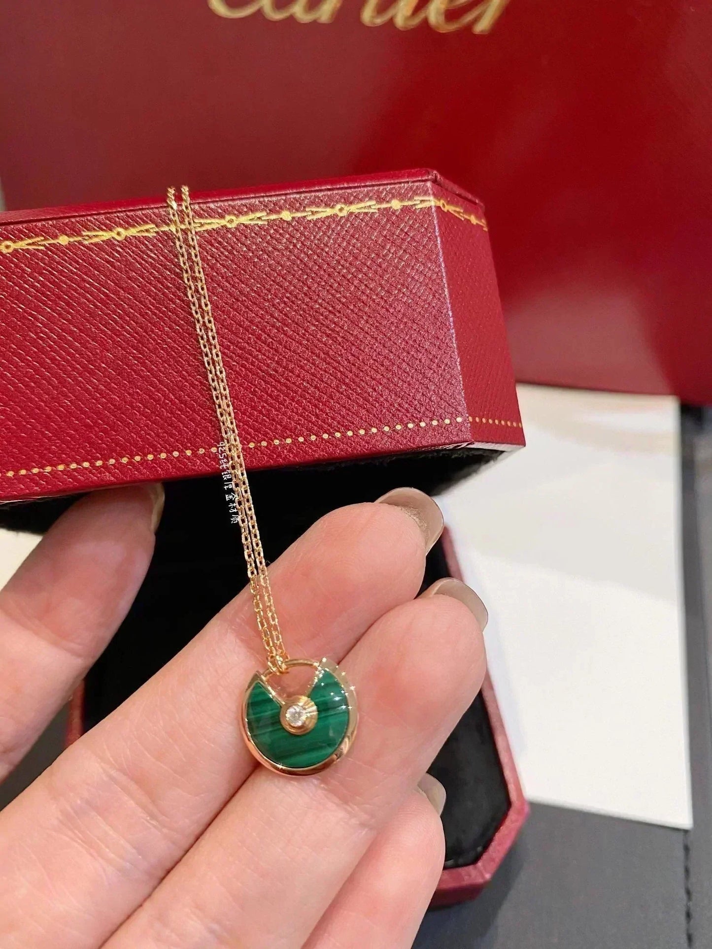 [Clara Jewels]AMULETTE ROSE GOLD MALACHITE NECKLACE