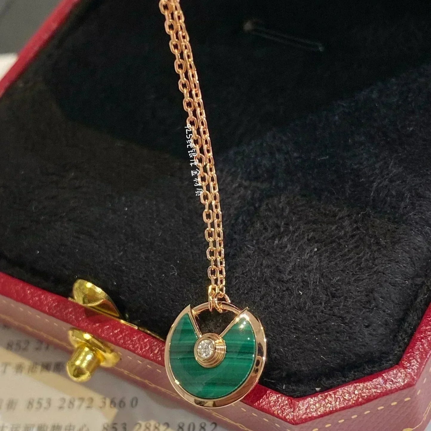 [Clara Jewels]AMULETTE ROSE GOLD MALACHITE NECKLACE