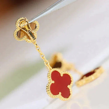 [Clara Jewels]CLOVER  2 MOTIF  TIGER EYE CARNELIAN EARRINGS