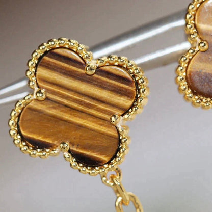 [Clara Jewels]CLOVER  2 MOTIF  TIGER EYE CARNELIAN EARRINGS