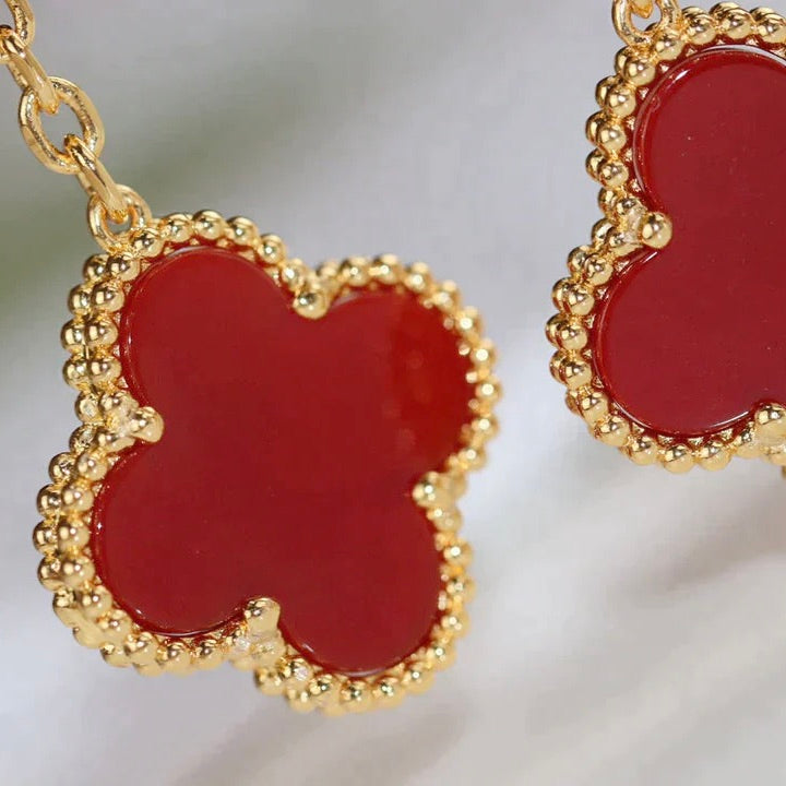 [Clara Jewels]CLOVER  2 MOTIF  TIGER EYE CARNELIAN EARRINGS