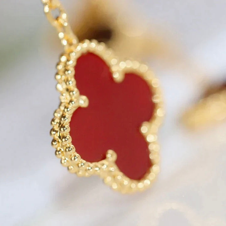 [Clara Jewels]CLOVER  2 MOTIF  TIGER EYE CARNELIAN EARRINGS