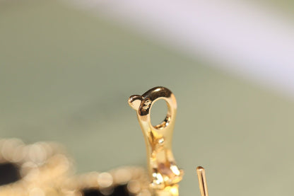 [Clara Jewels]CLOVER EARRINGS GOLD ONYX MOP 3 MOTIF