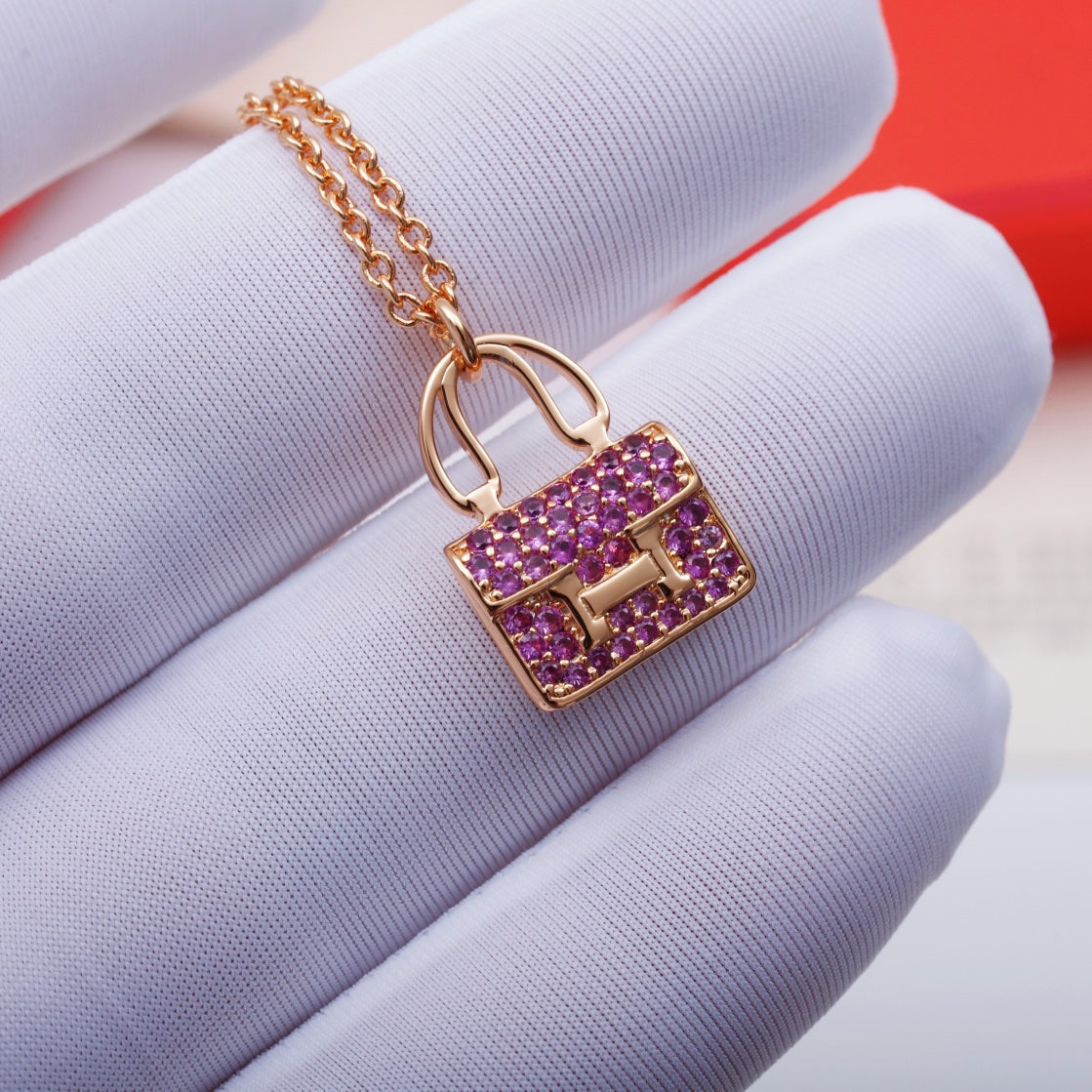 [Clara Jewels]CONSTANCE PEDANT PURPLE DIAMOND NECKLACE