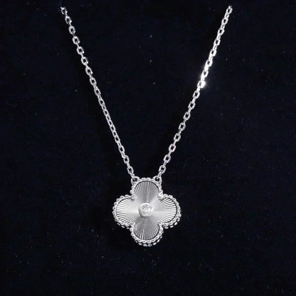 [Clara Jewels]CLOVER  15MM DIAMOND LASER NECKLACE SILVER