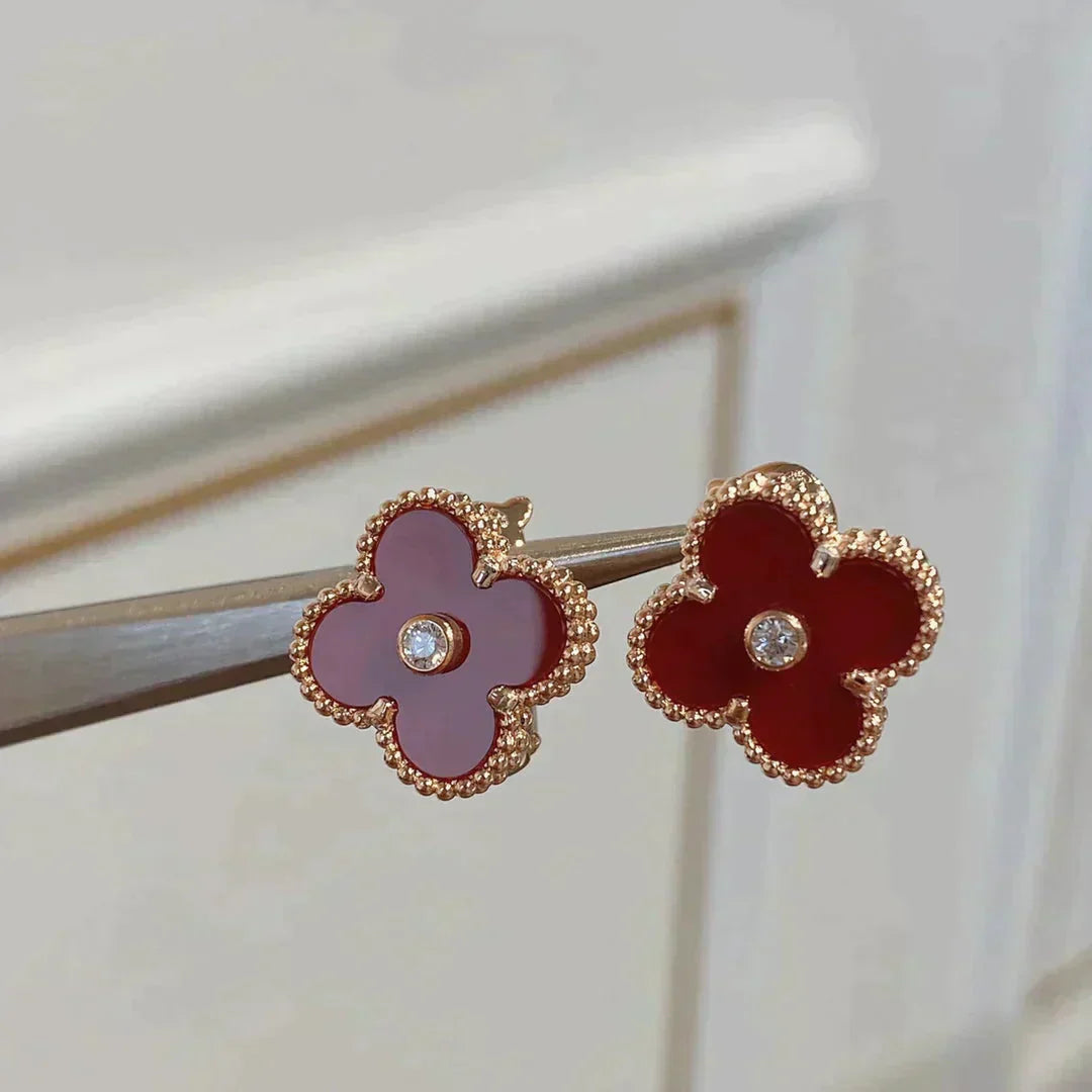 [Clara Jewels]CLOVER MEDIUM 1 MOTIFS CARNELIAN  DIAMOND earrings
