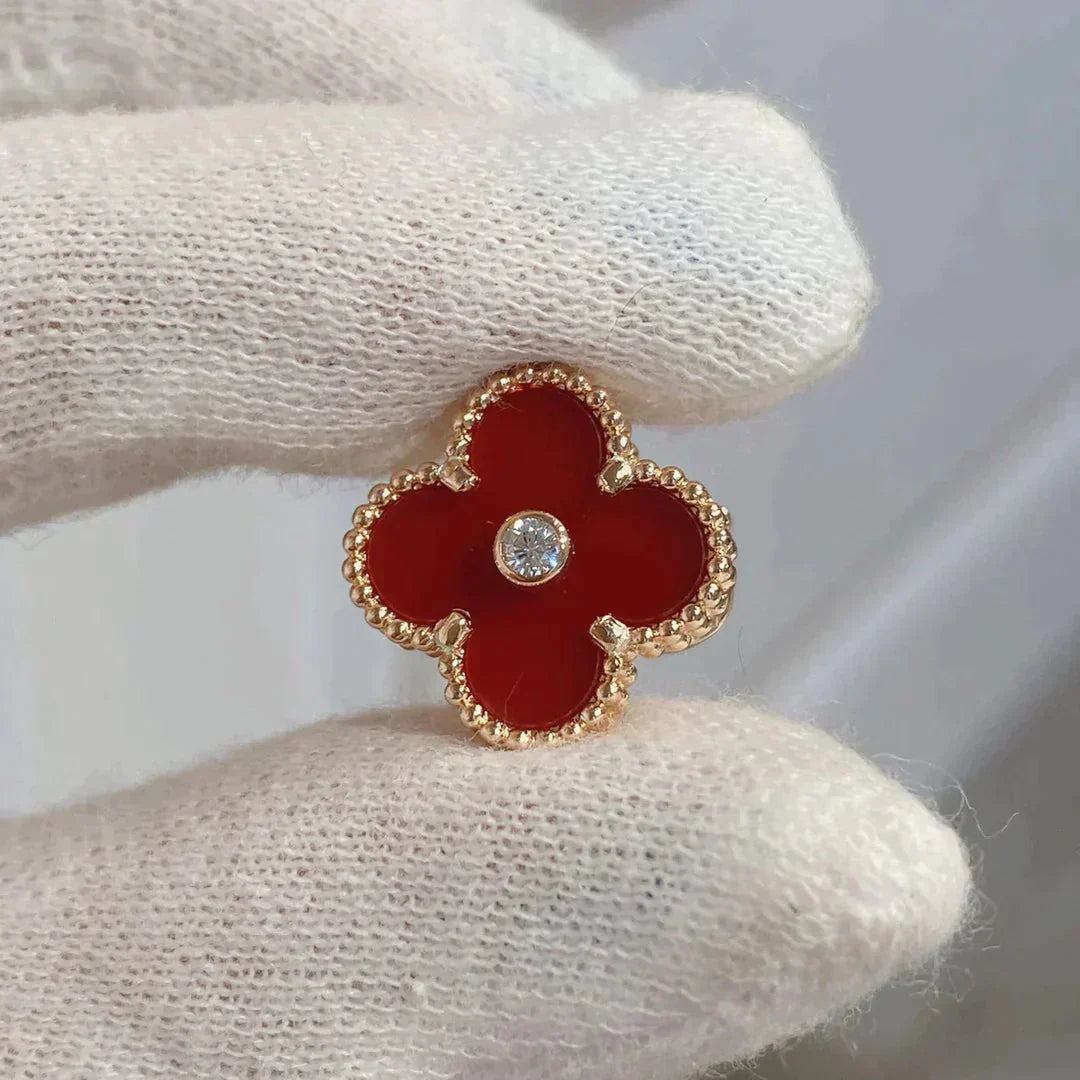 [Clara Jewels]CLOVER MEDIUM 1 MOTIFS CARNELIAN  DIAMOND earrings