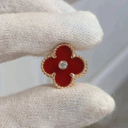 [Clara Jewels]CLOVER MEDIUM 1 MOTIFS CARNELIAN  DIAMOND earrings