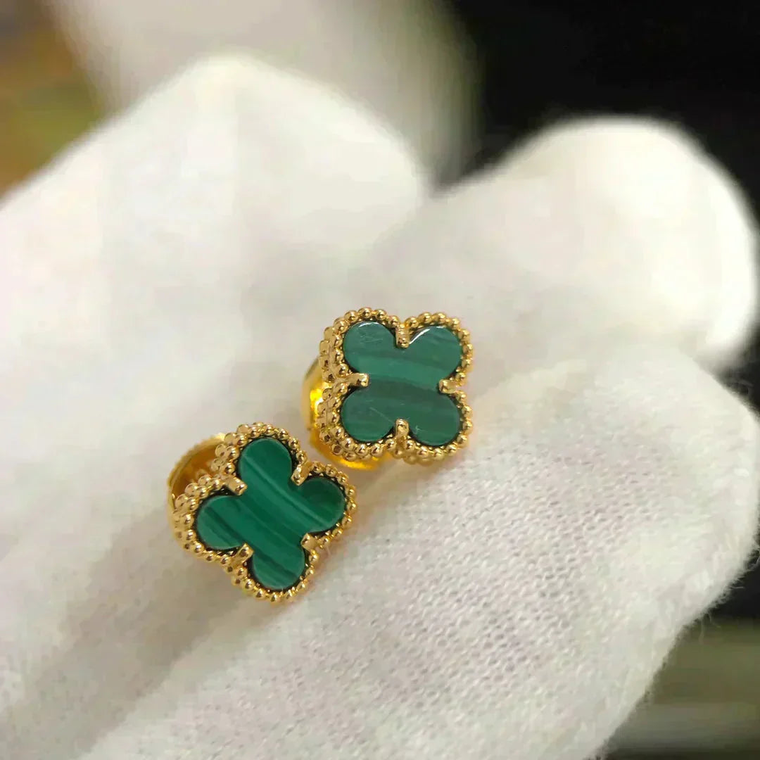 [Clara Jewels]CLOVER MINI 9.5MM MALACHITE  EARRINGS