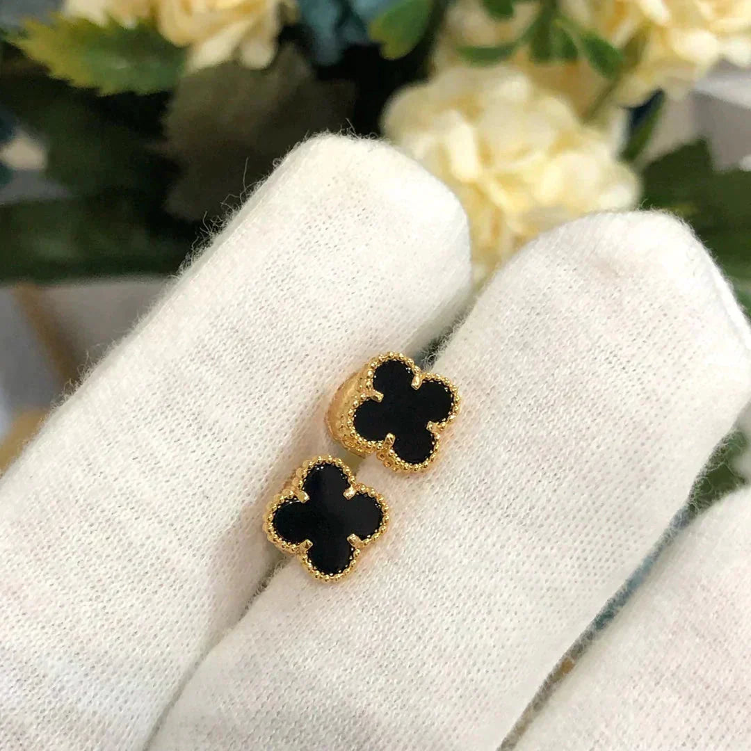[Clara Jewels]CLOVER MINI 9.5MM BLACK MOP EARRINGS