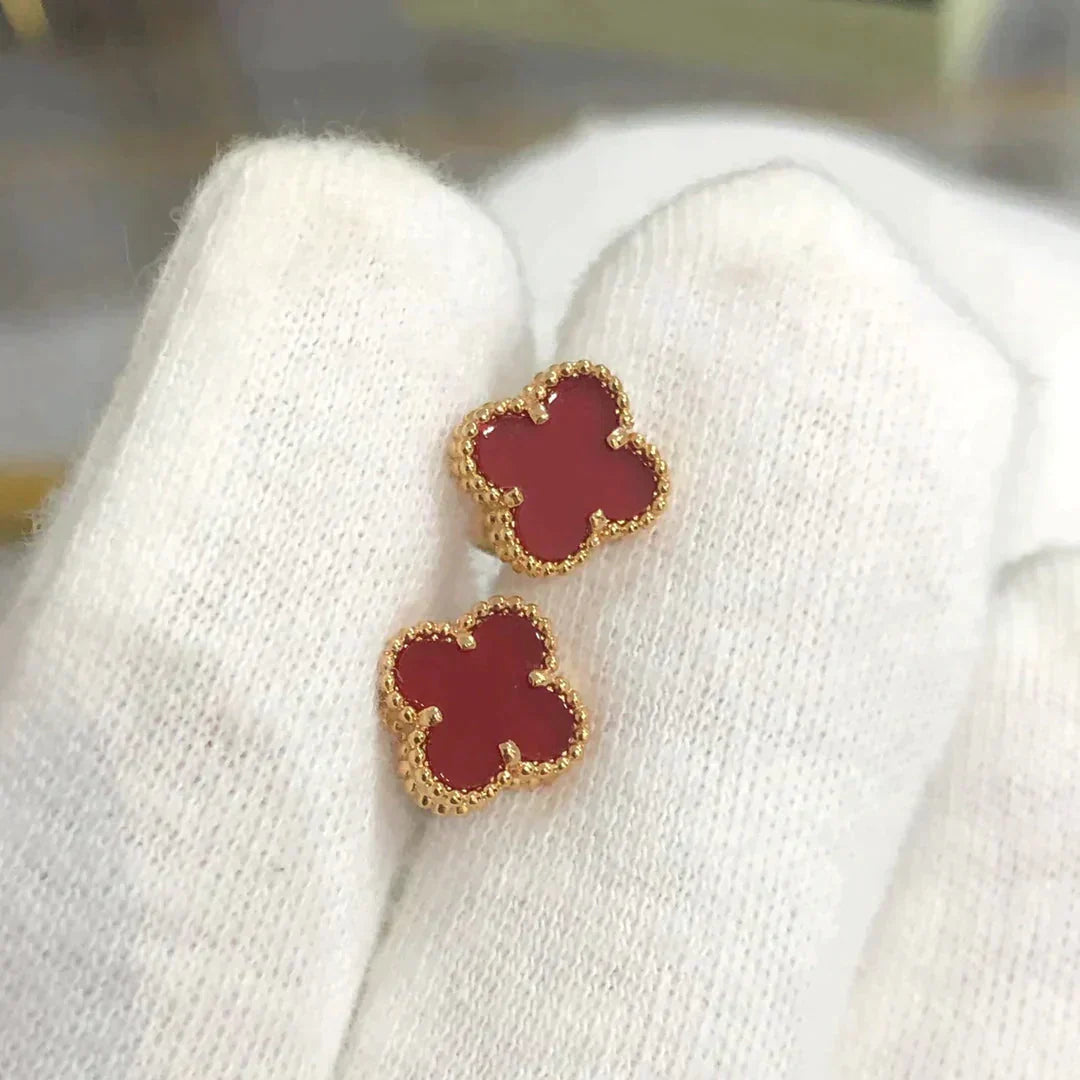[Clara Jewels]CLOVER MINI 9.5MM CARNELIAN EARRINGS