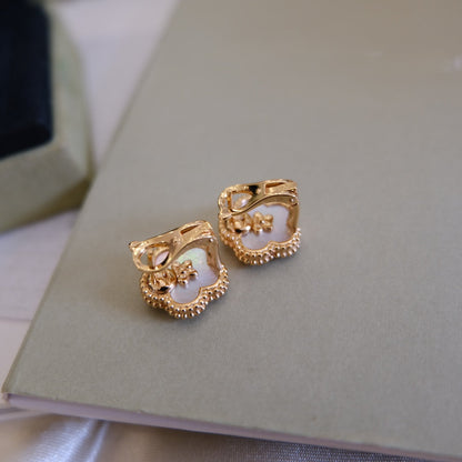 [Clara Jewels]LUCKY PINK GOLD WHITE MOP EARRINGS