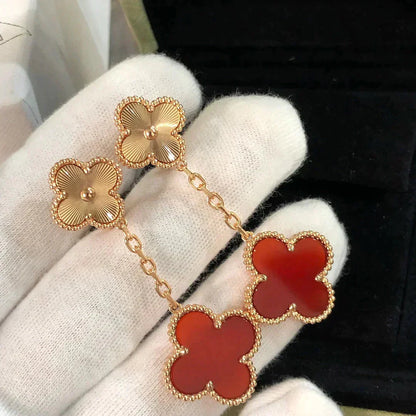 [Clara Jewels]CLOVER 2 MOTIF  LASER CARNELIAN EARRINGS