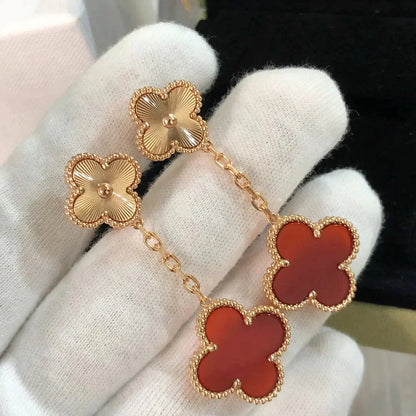 [Clara Jewels]CLOVER 2 MOTIF  LASER CARNELIAN EARRINGS