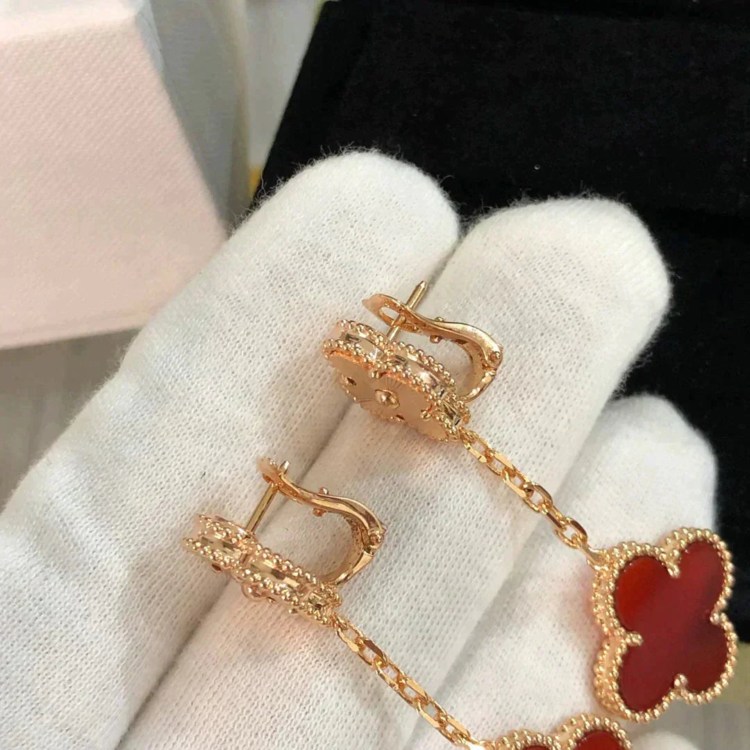 [Clara Jewels]CLOVER 2 MOTIF  LASER CARNELIAN EARRINGS