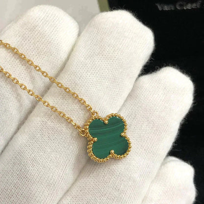 [Clara Jewels]CLOVER 15MM MALACHITE SINGLE FLOWER  NECKLACE
