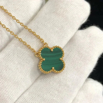 [Clara Jewels]CLOVER 15MM MALACHITE SINGLE FLOWER  NECKLACE