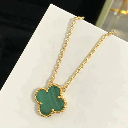 [Clara Jewels]CLOVER 15MM MALACHITE SINGLE FLOWER  NECKLACE