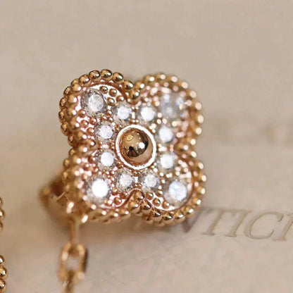 [Clara Jewels]CLOVER MEDIUM 1 MOTIFS FUll DIAMOND EARRINGS