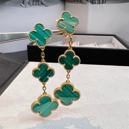 [Clara Jewels]CLOVER MALACHITE 3 MOTIFS GOLD