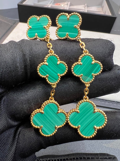 [Clara Jewels]CLOVER MALACHITE 3 MOTIFS GOLD