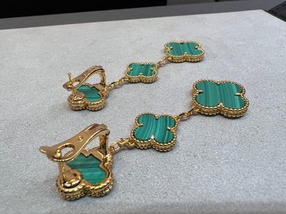 [Clara Jewels]CLOVER MALACHITE 3 MOTIFS GOLD