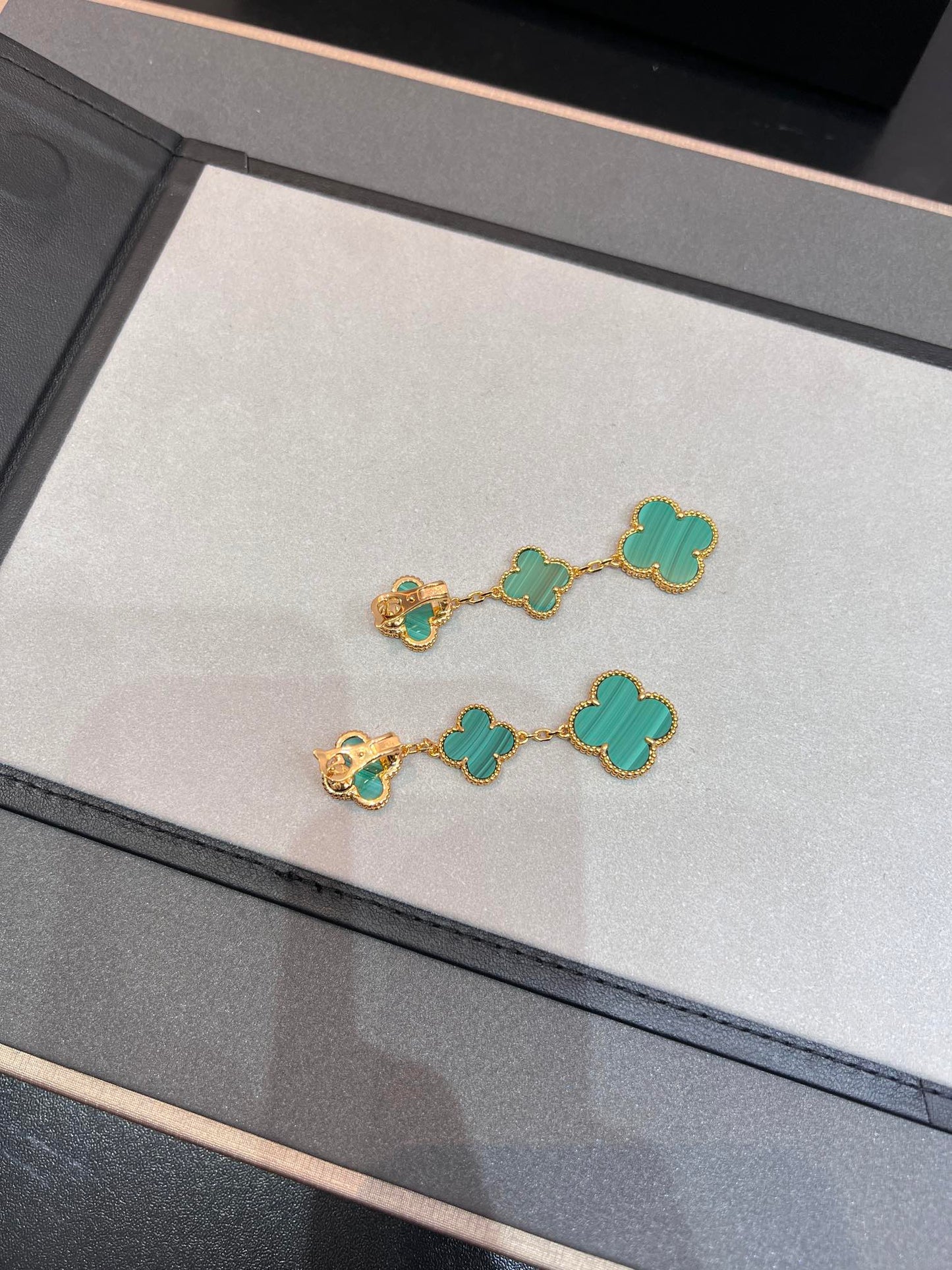 [Clara Jewels]CLOVER MALACHITE 3 MOTIFS GOLD